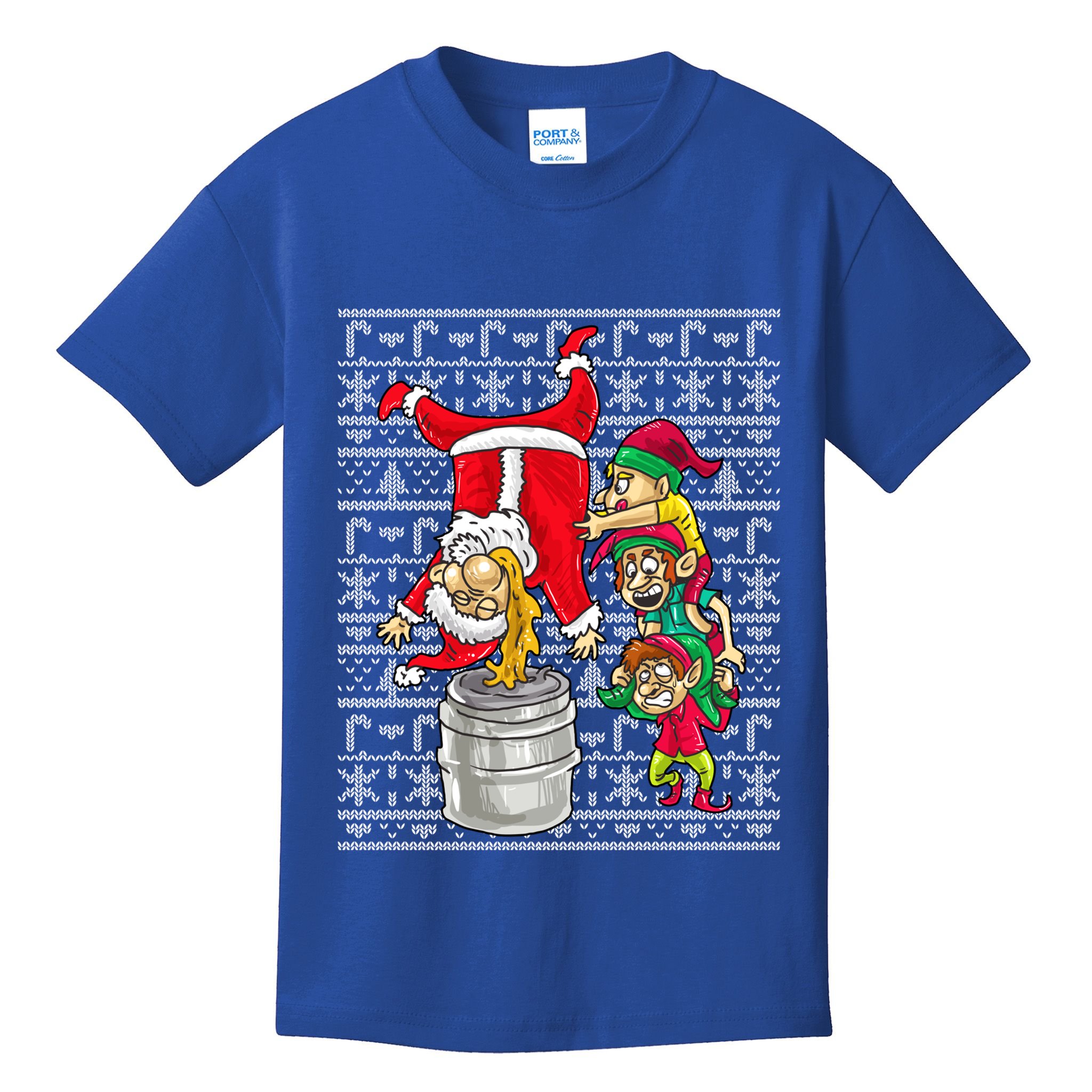 Santa Claus Keg Stand Beer Elves Ing Humor Christmas Gift Kids T-Shirt