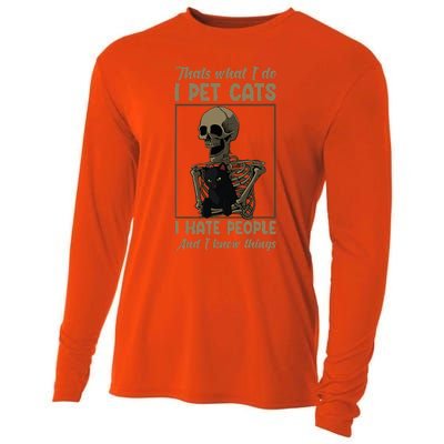 Skeleton Cat Kitten Lover Grumpy Skull Kitty Pet Owner Cooling Performance Long Sleeve Crew