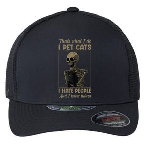 Skeleton Cat Kitten Lover Grumpy Skull Kitty Pet Owner Flexfit Unipanel Trucker Cap