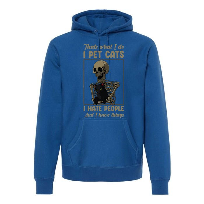 Skeleton Cat Kitten Lover Grumpy Skull Kitty Pet Owner Premium Hoodie