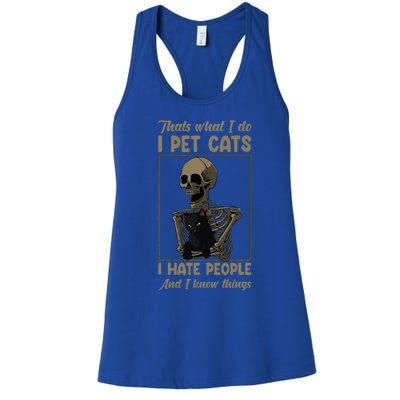 Skeleton Cat Kitten Lover Grumpy Skull Kitty Pet Owner Women's Racerback Tank