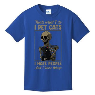 Skeleton Cat Kitten Lover Grumpy Skull Kitty Pet Owner Kids T-Shirt