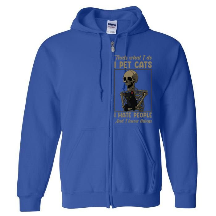 Skeleton Cat Kitten Lover Grumpy Skull Kitty Pet Owner Full Zip Hoodie