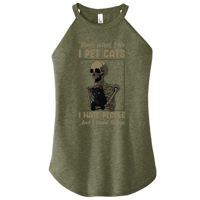 Skeleton Cat Kitten Lover Grumpy Skull Kitty Pet Owner Women's Perfect Tri Rocker Tank