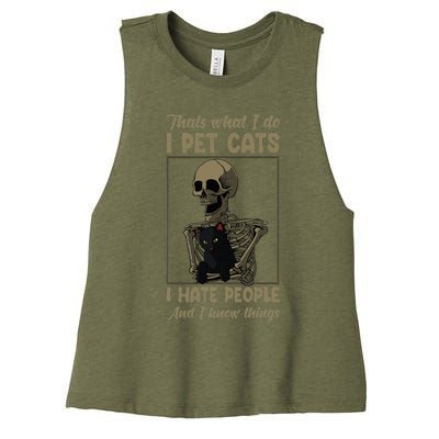 Skeleton Cat Kitten Lover Grumpy Skull Kitty Pet Owner Women's Racerback Cropped Tank