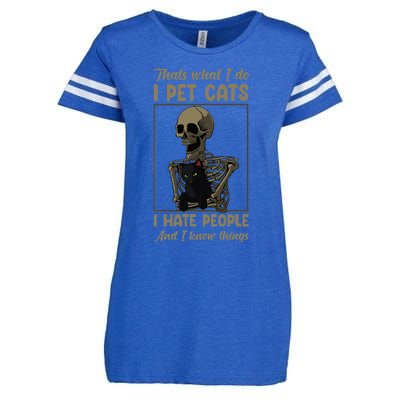 Skeleton Cat Kitten Lover Grumpy Skull Kitty Pet Owner Enza Ladies Jersey Football T-Shirt