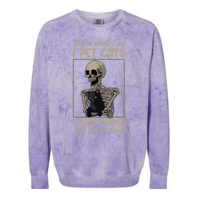 Skeleton Cat Kitten Lover Grumpy Skull Kitty Pet Owner Colorblast Crewneck Sweatshirt