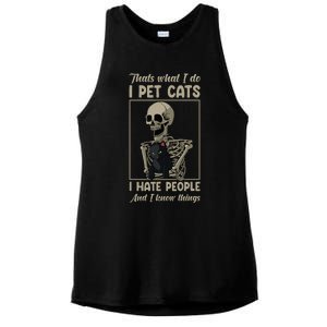 Skeleton Cat Kitten Lover Grumpy Skull Kitty Pet Owner Ladies PosiCharge Tri-Blend Wicking Tank