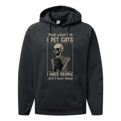 Skeleton Cat Kitten Lover Grumpy Skull Kitty Pet Owner Performance Fleece Hoodie