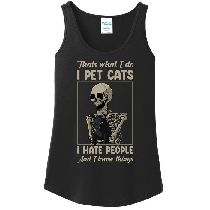 Skeleton Cat Kitten Lover Grumpy Skull Kitty Pet Owner Ladies Essential Tank