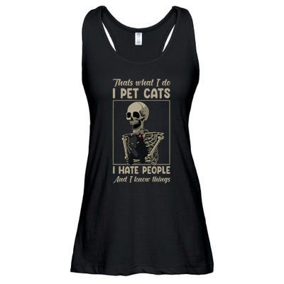 Skeleton Cat Kitten Lover Grumpy Skull Kitty Pet Owner Ladies Essential Flowy Tank