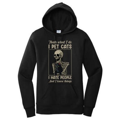 Skeleton Cat Kitten Lover Grumpy Skull Kitty Pet Owner Women's Pullover Hoodie