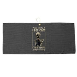 Skeleton Cat Kitten Lover Grumpy Skull Kitty Pet Owner Large Microfiber Waffle Golf Towel