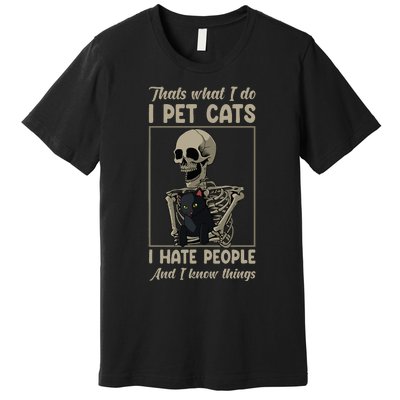 Skeleton Cat Kitten Lover Grumpy Skull Kitty Pet Owner Premium T-Shirt