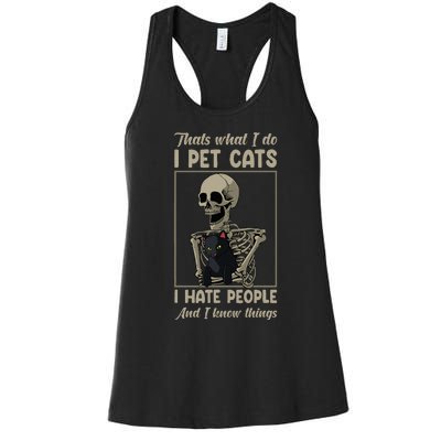 Skeleton Cat Kitten Lover Grumpy Skull Kitty Pet Owner Women's Racerback Tank