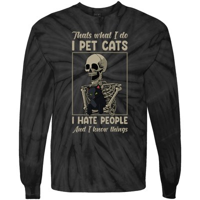 Skeleton Cat Kitten Lover Grumpy Skull Kitty Pet Owner Tie-Dye Long Sleeve Shirt