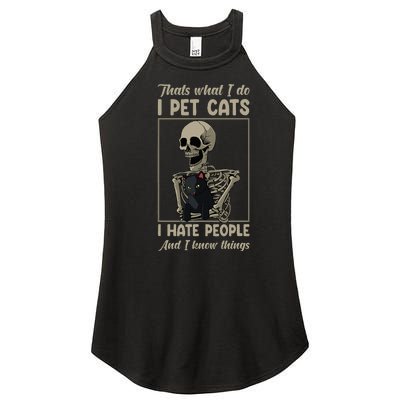 Skeleton Cat Kitten Lover Grumpy Skull Kitty Pet Owner Women's Perfect Tri Rocker Tank