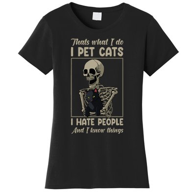 Skeleton Cat Kitten Lover Grumpy Skull Kitty Pet Owner Women's T-Shirt