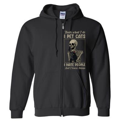 Skeleton Cat Kitten Lover Grumpy Skull Kitty Pet Owner Full Zip Hoodie