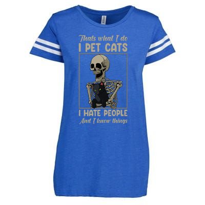 Skeleton Cat Kitten Lover Grumpy Skull Kitty Pet Owner Enza Ladies Jersey Football T-Shirt