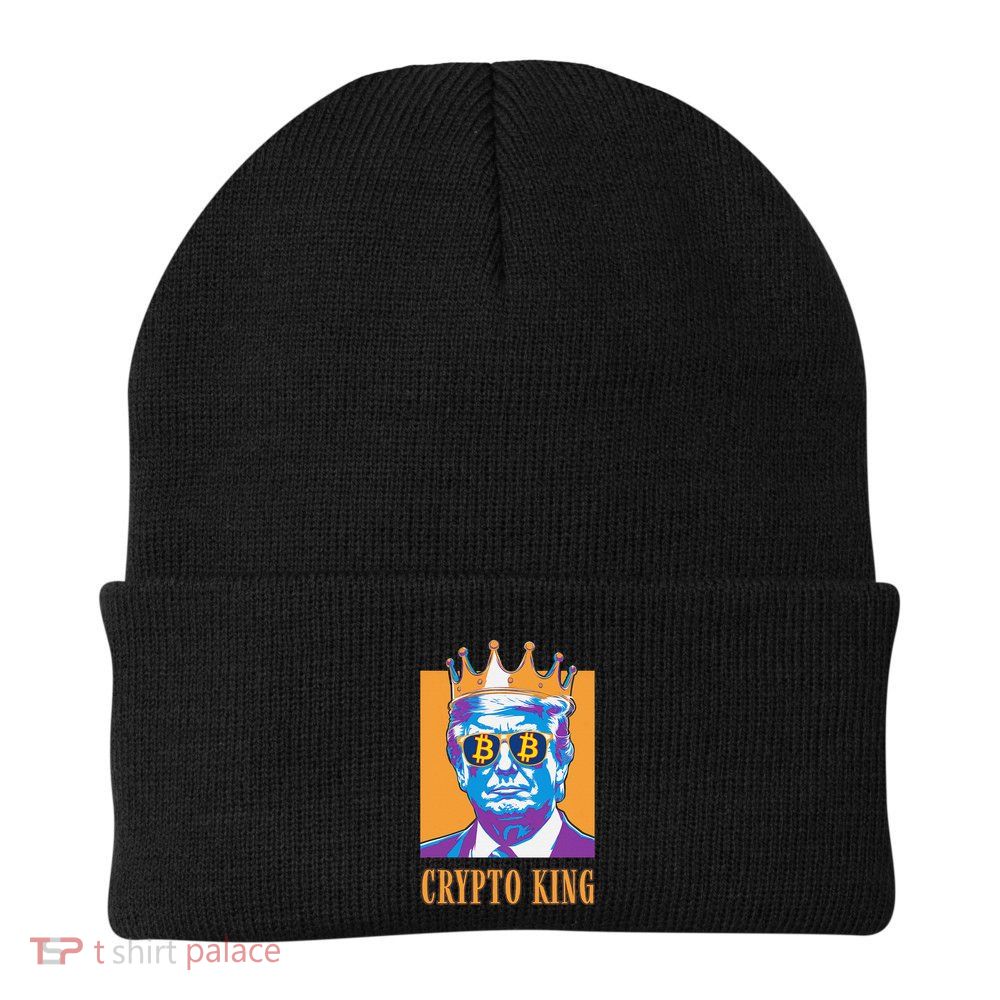 Sarcastic Crypto King Trump Bitcoin Trust In Math Bullrun Knit Cap Winter Beanie