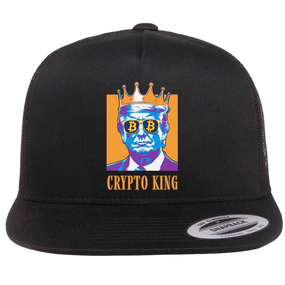Sarcastic Crypto King Trump Bitcoin Trust In Math Bullrun Flat Bill Trucker Hat