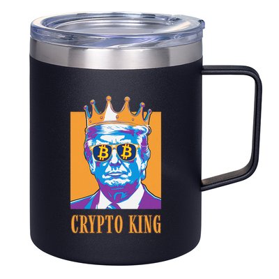 Sarcastic Crypto King Trump Bitcoin Trust In Math Bullrun 12oz Stainless Steel Coffee Mug