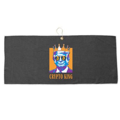Sarcastic Crypto King Trump Bitcoin Trust In Math Bullrun Large Microfiber Waffle Golf Towel