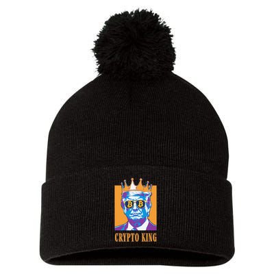 Sarcastic Crypto King Trump Bitcoin Trust In Math Bullrun Pom Pom 12in Knit Beanie