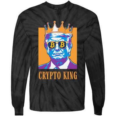 Sarcastic Crypto King Trump Bitcoin Trust In Math Bullrun Tie-Dye Long Sleeve Shirt