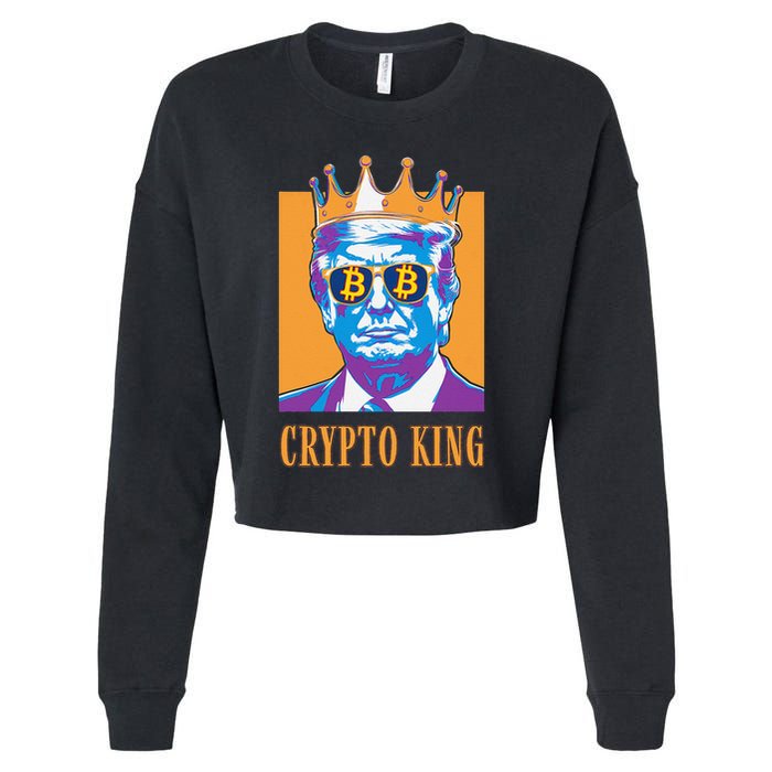 Sarcastic Crypto King Trump Bitcoin Trust In Math Bullrun Cropped Pullover Crew