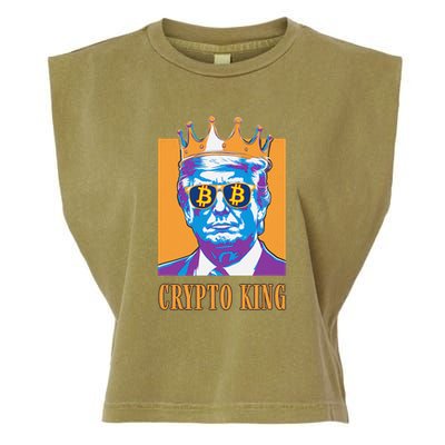 Sarcastic Crypto King Trump Bitcoin Trust In Math Bullrun Garment-Dyed Women's Muscle Tee