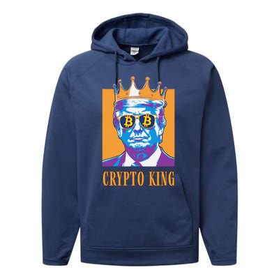 Sarcastic Crypto King Trump Bitcoin Trust In Math Bullrun Performance Fleece Hoodie