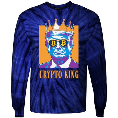 Sarcastic Crypto King Trump Bitcoin Trust In Math Bullrun Tie-Dye Long Sleeve Shirt