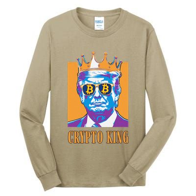 Sarcastic Crypto King Trump Bitcoin Trust In Math Bullrun Tall Long Sleeve T-Shirt