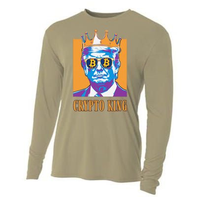 Sarcastic Crypto King Trump Bitcoin Trust In Math Bullrun Cooling Performance Long Sleeve Crew