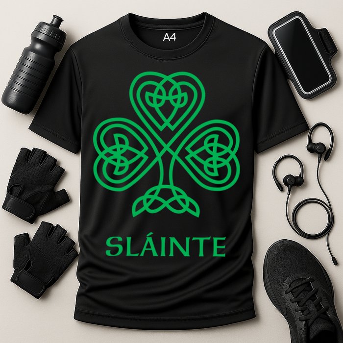 Slainte Celtic Knot Irish Shamrock Cooling Performance Crew T-Shirt