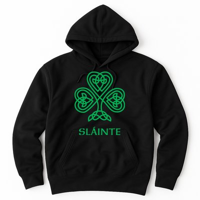 Slainte Celtic Knot Irish Shamrock Hoodie
