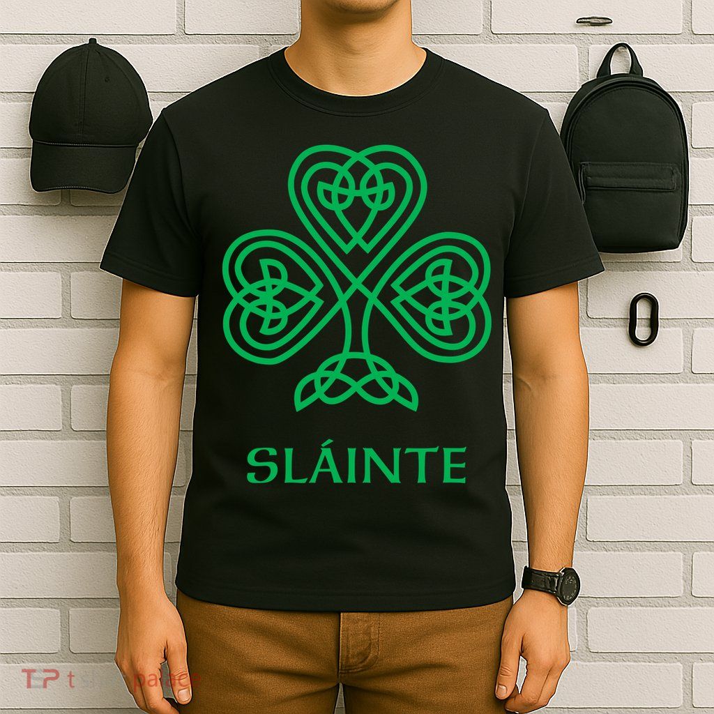 Slainte Celtic Knot Irish Shamrock T-Shirt