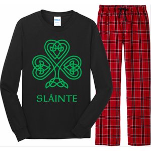 Slainte Celtic Knot Irish Shamrock Long Sleeve Pajama Set