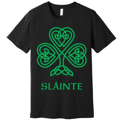 Slainte Celtic Knot Irish Shamrock Premium T-Shirt