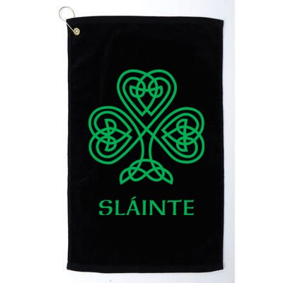 Slainte Celtic Knot Irish Shamrock Platinum Collection Golf Towel