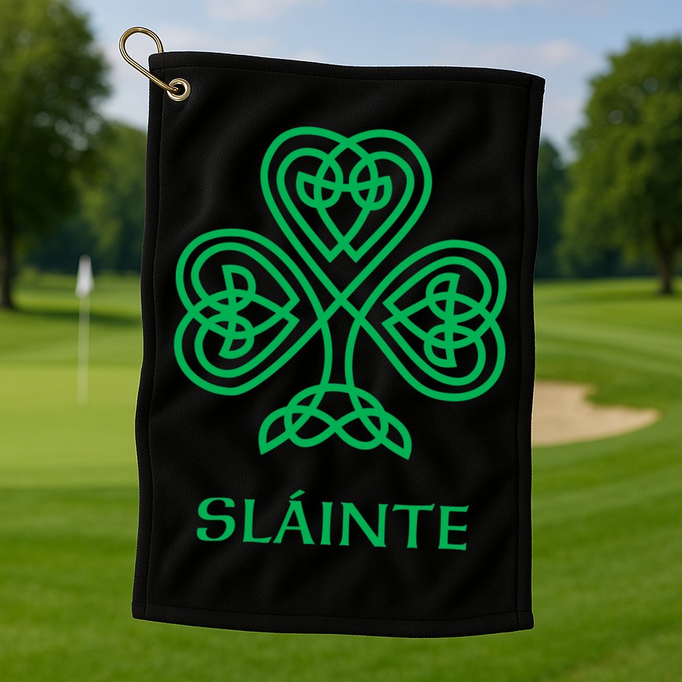 Slainte Celtic Knot Irish Shamrock Golf Towel
