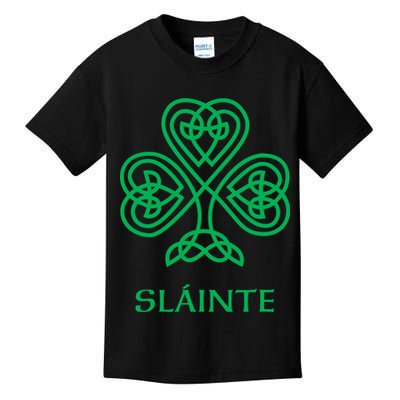 Slainte Celtic Knot Irish Shamrock Kids T-Shirt