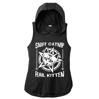 Sniff Catnip Kitten Death Metal Cat Rock Music Ladies PosiCharge Tri-Blend Wicking Draft Hoodie Tank