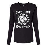 Sniff Catnip Kitten Death Metal Cat Rock Music Womens Cotton Relaxed Long Sleeve T-Shirt