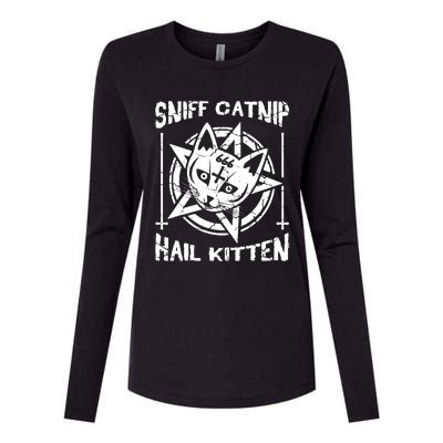 Sniff Catnip Kitten Death Metal Cat Rock Music Womens Cotton Relaxed Long Sleeve T-Shirt