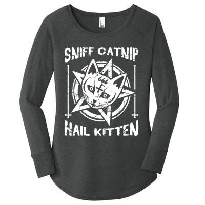 Sniff Catnip Kitten Death Metal Cat Rock Music Women's Perfect Tri Tunic Long Sleeve Shirt