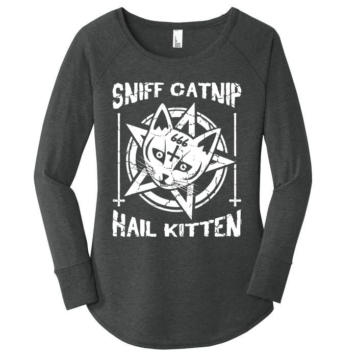 Sniff Catnip Kitten Death Metal Cat Rock Music Women's Perfect Tri Tunic Long Sleeve Shirt