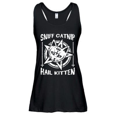 Sniff Catnip Kitten Death Metal Cat Rock Music Ladies Essential Flowy Tank